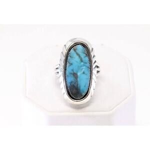 Native American Navajo Sterling silver Turquoise Ring Benally running‎ bear